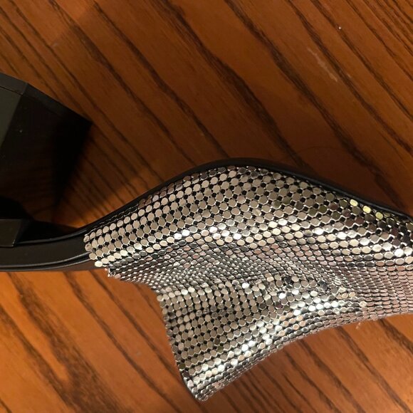 TORY BURCH Block T Chainmail Mule Sandal Size 8 - Picture 7 of 11